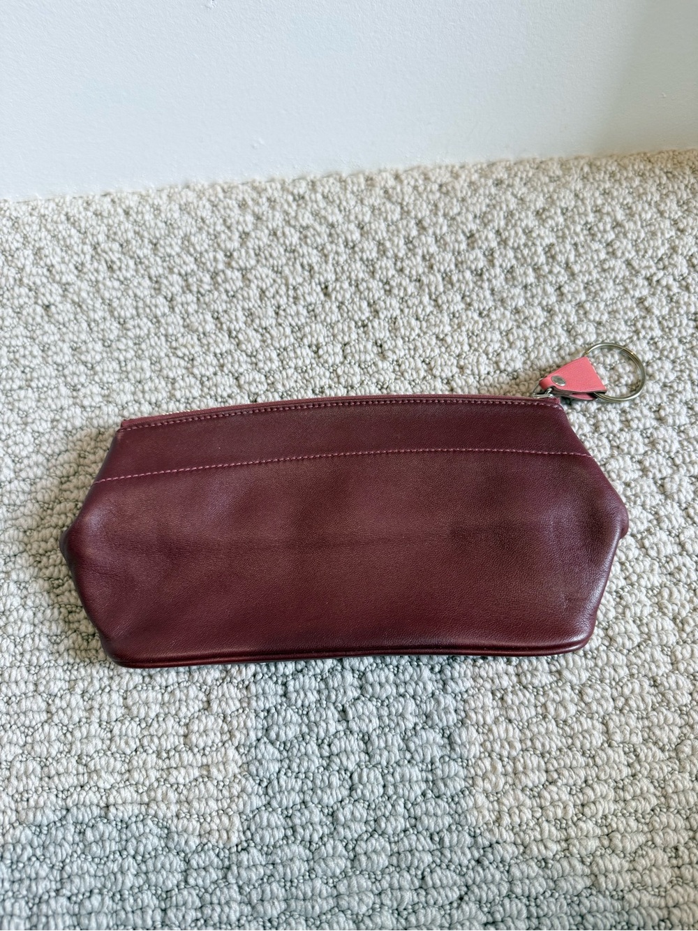 Hermes leather cosmetic bag in Deep Burgundy